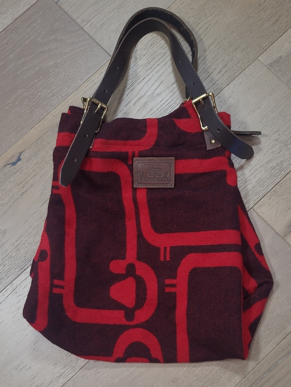 Vintage Woolrich Hobo Bag Women's Red/Black Wool/Leather Blanket Bag Purse